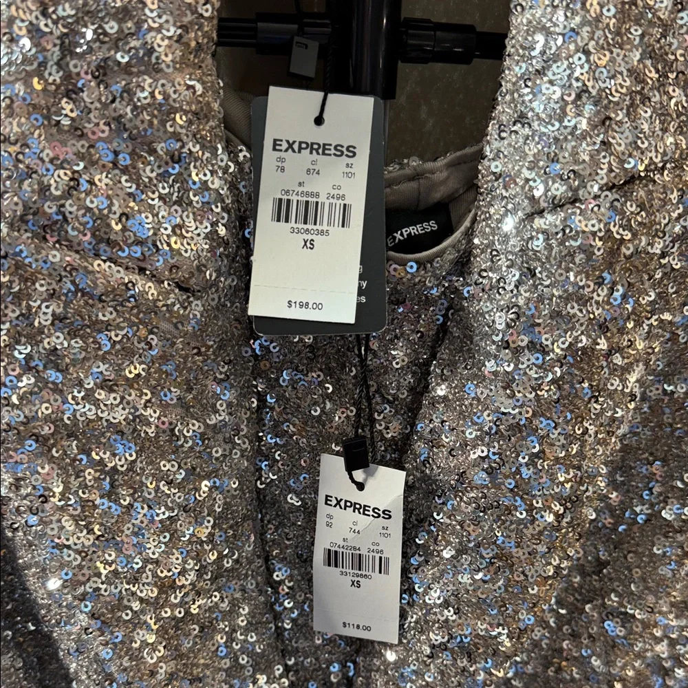 Silver Sequin Women's Blazer and Pants Set - Picture 3 of 11